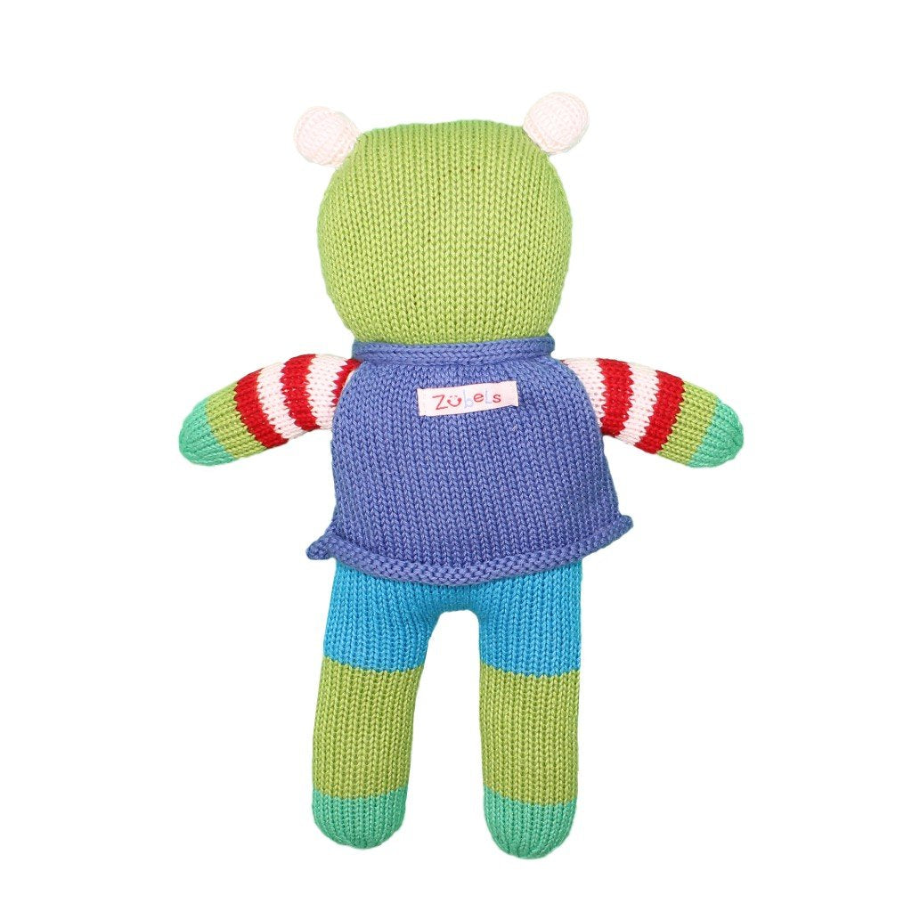 Zubels Baby Freddy The Frog Hand-Knit Plush Toy, All-Natural Fibers, Eco-Friendly, 24-Inch