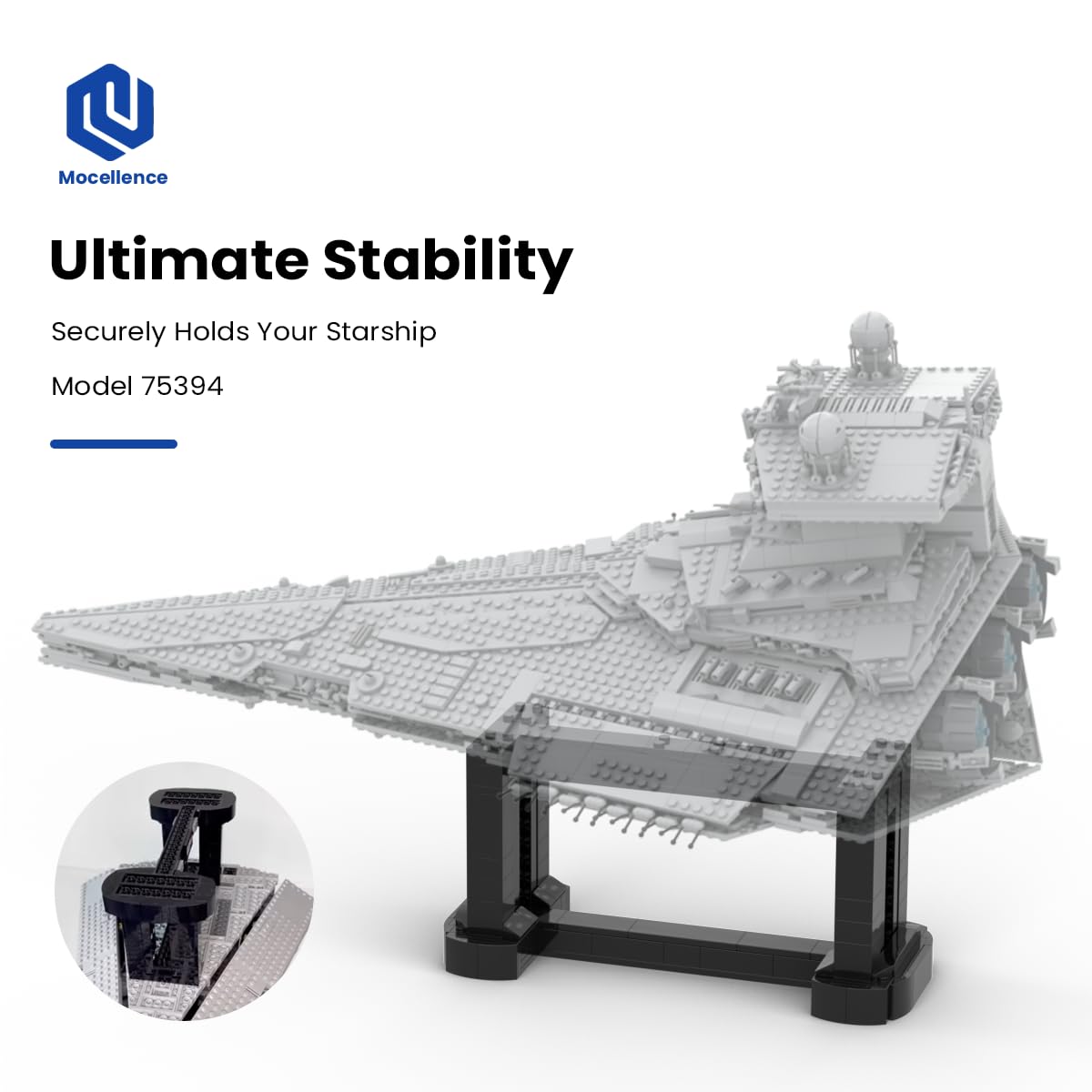 Mocellence Lego Imperial Star Destroyer Display Stand, Model F-A0616, Durable Plastic, Ideal for Kids and Adults, Easy Assembly