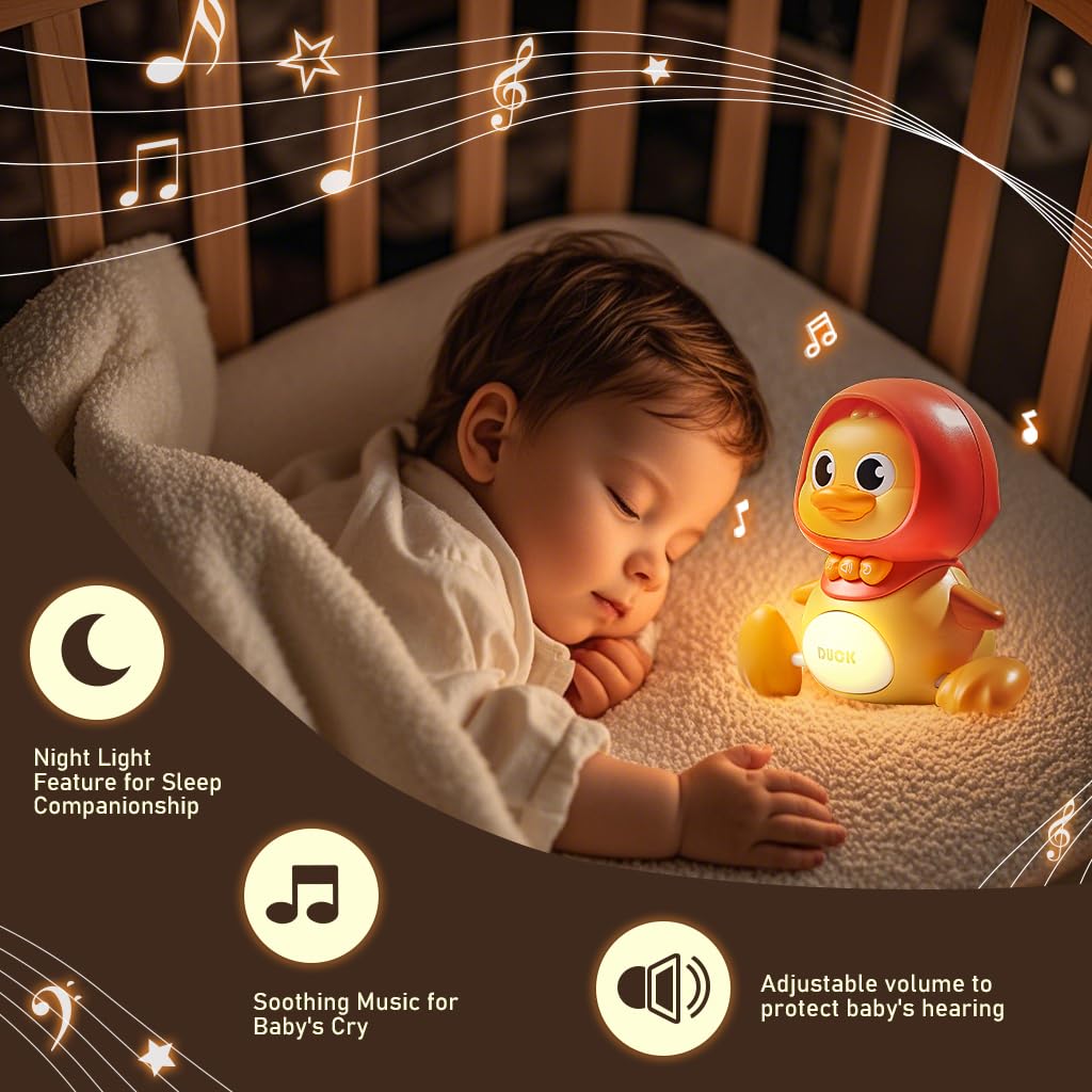 Lustermoon 4 Pcs Baby Toys Musical Duck Crawling Baby Toys Set With Music & Light, Early Learning Educational Toy For Babies 12