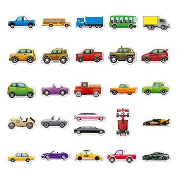 Bbpool 100Pcs Colorful Cartoon Vehicle Stickers For Kids, Waterproof Vinyl Decals For Water Bottle, Laptop, Skateboard, Computer, Indoor And Outdoor Use