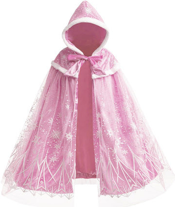 Purfeel Girls Elsa Cape Kids Warm Hooded Cloak Dress Up Princess Cape S 2-3T