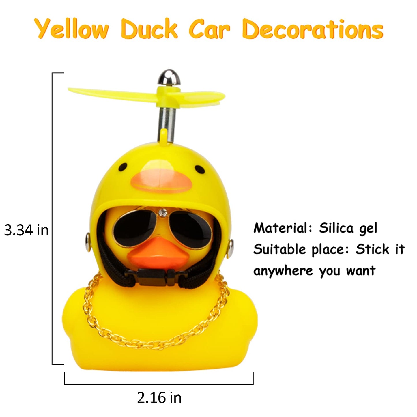 Wonuu Rubber Duck Car Decorations Cute Yellow Duck Car Dashboard Ornaments With Propeller (W-Chicken)