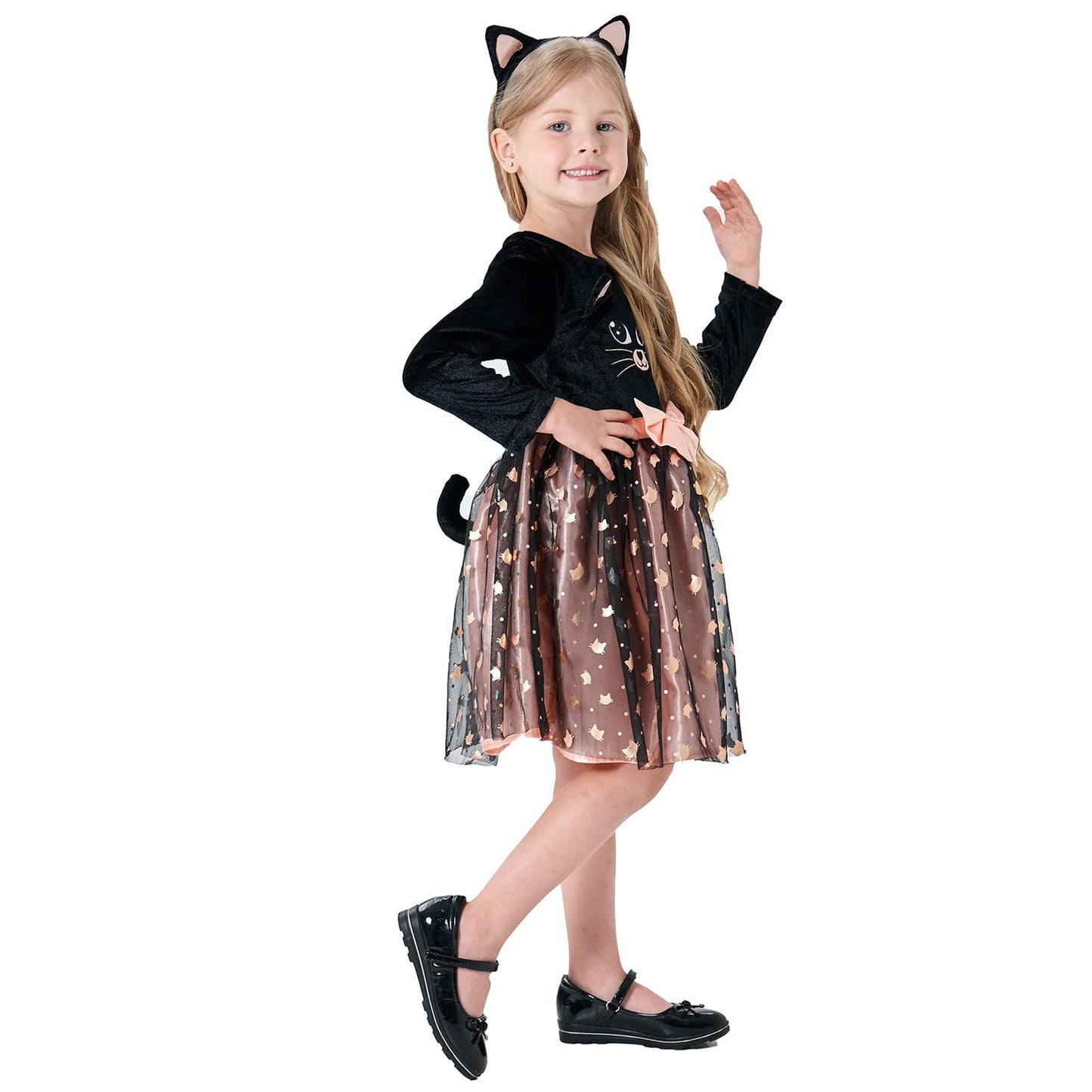 Wizland Cute Cat Costumes for girls Girls Dress Child kids Cat Role Play Costume for Halloween Dress Up Party and Roleplay Cosplay. Toddler 2-3
