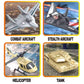 12 Pcs Military Plastic Army Men Vehicles Toy Playset - Includes Stealth Bomber, Tanks, Helicopter, Fighter Jets And More For Kids, Boys