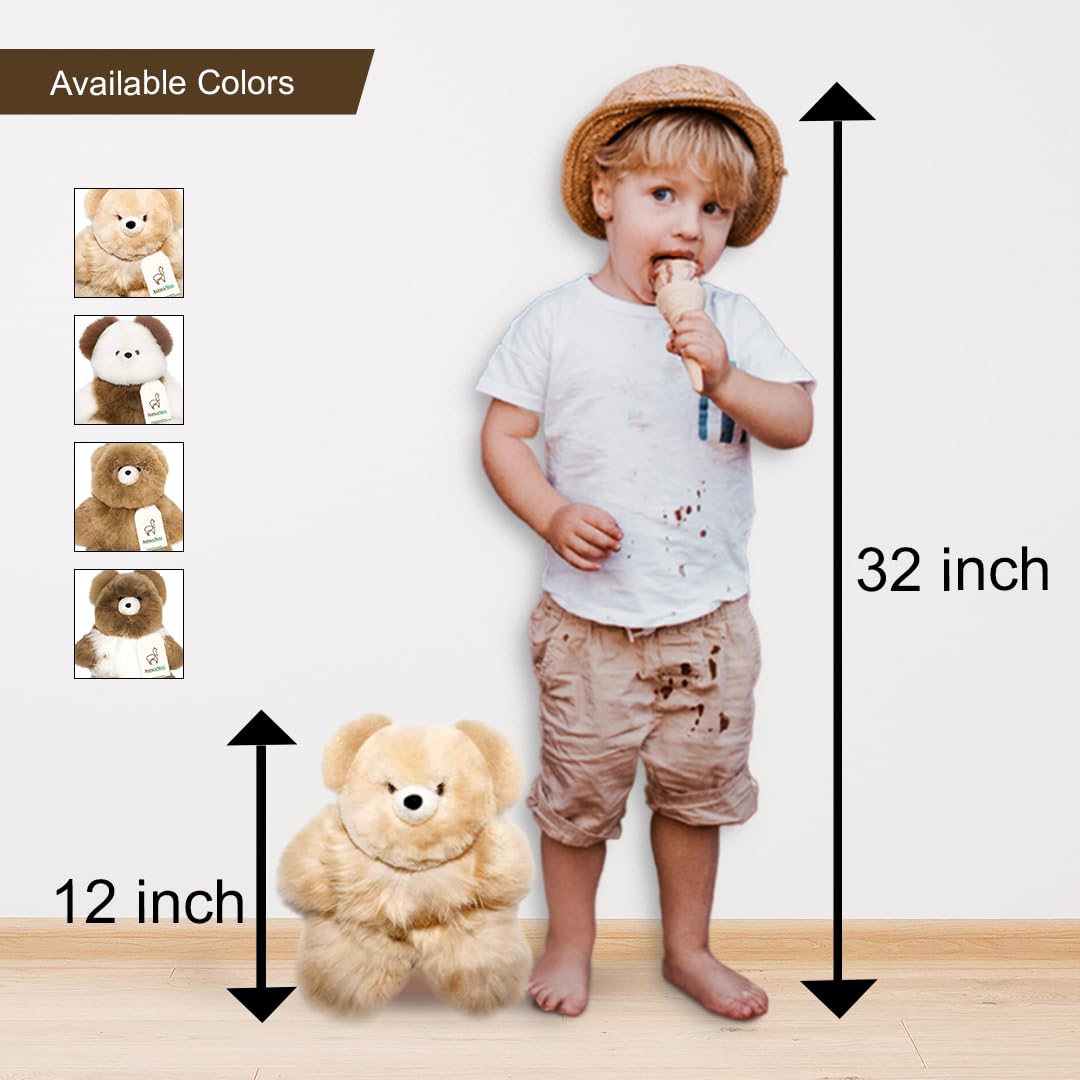 AlpacaNext Soft and Cuddly Baby Alpaca Teddy Bear - 12 inch. enhanced Alpaca Stuffed Animal Handmade on Genuine Alpaka Fur. Cute Bear (12 inches  Beige)