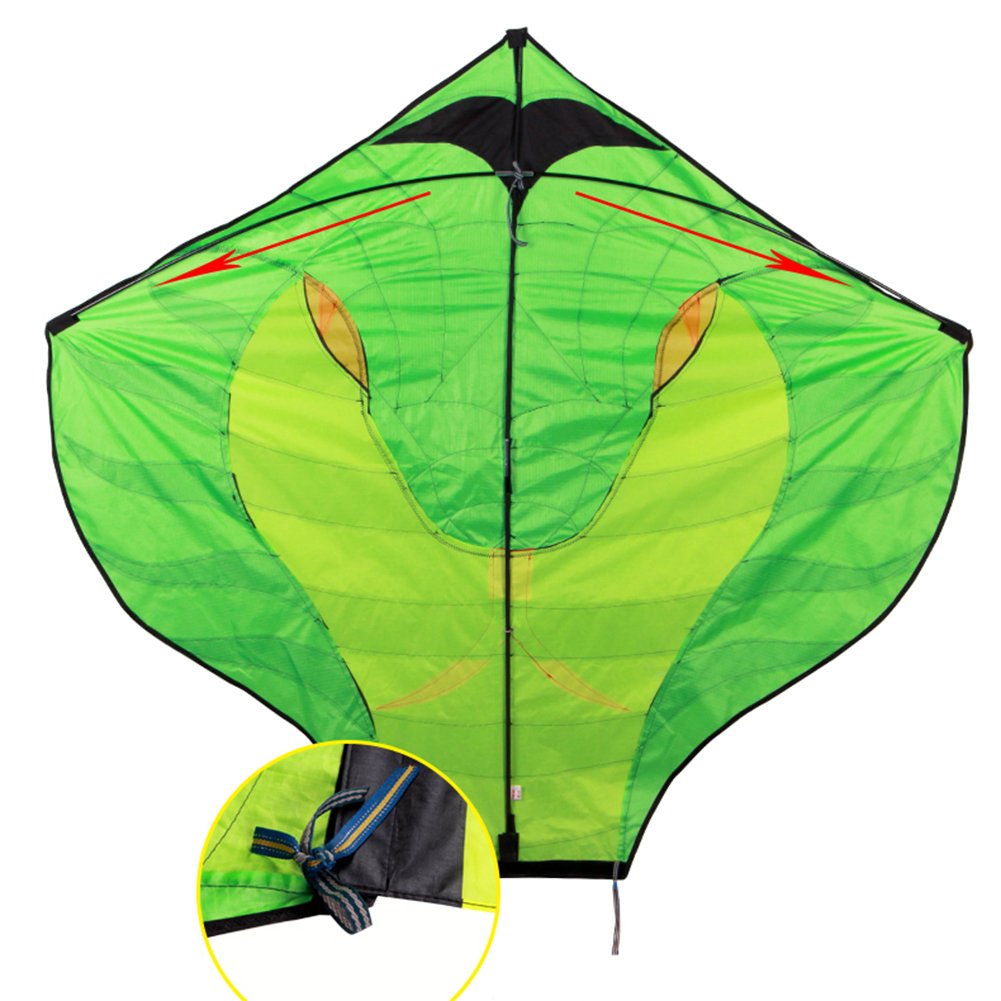 Besra Large Cobra Snake Kite 52ft Colorful Rattlesnake Kite with 15m Long Tails Outdoor Fun Sports with Flying Tools (Green)