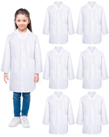 Taiyin 6 Pcs Doctor Coat Costume for Kids Lab Coat Unisex Uniform for Boys Girls Children Nurses Graduation Season Science(S Siz