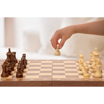 Husaria Professional Staunton Tournament No. 4 Wooden Chess Game Set With 2 Extra Queens, 3-Inch Kings