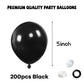 Black Balloons 200Pcs, 5 Inch Small Black Latex Party Balloons, Mini Thick Black Birthday Balloons For Birthday Wedding Decorati