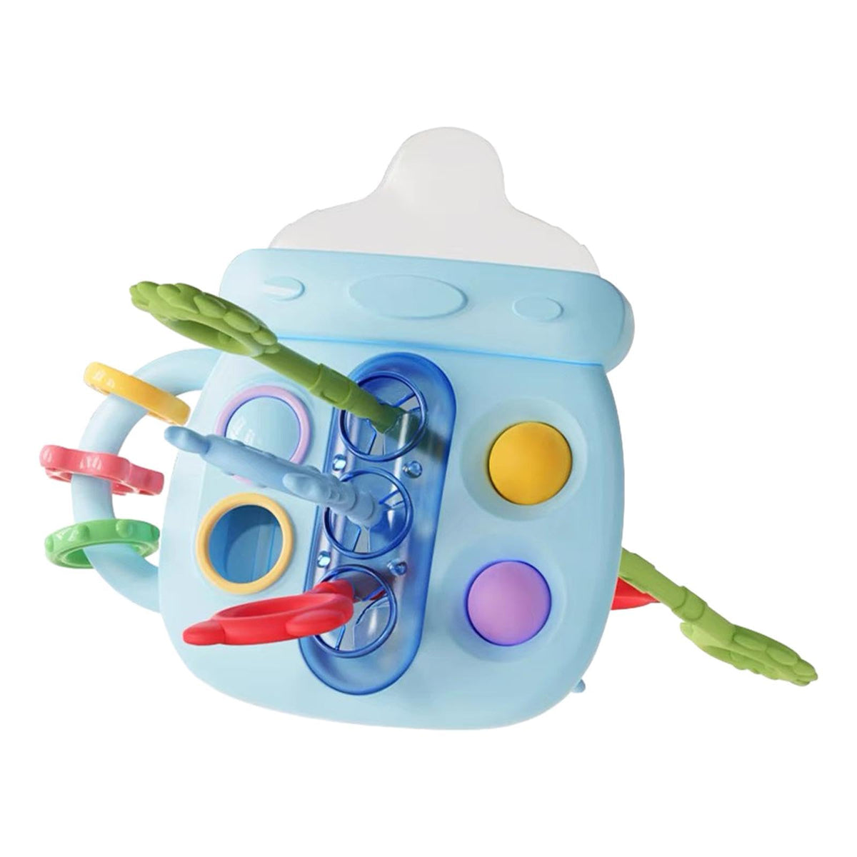 Secret Desire Cute Bottle Shaped Teething Toy Rattle Toy For Girl And Boys 3 To6 Months Babies Blue 12X12Cm|Developmental Baby T