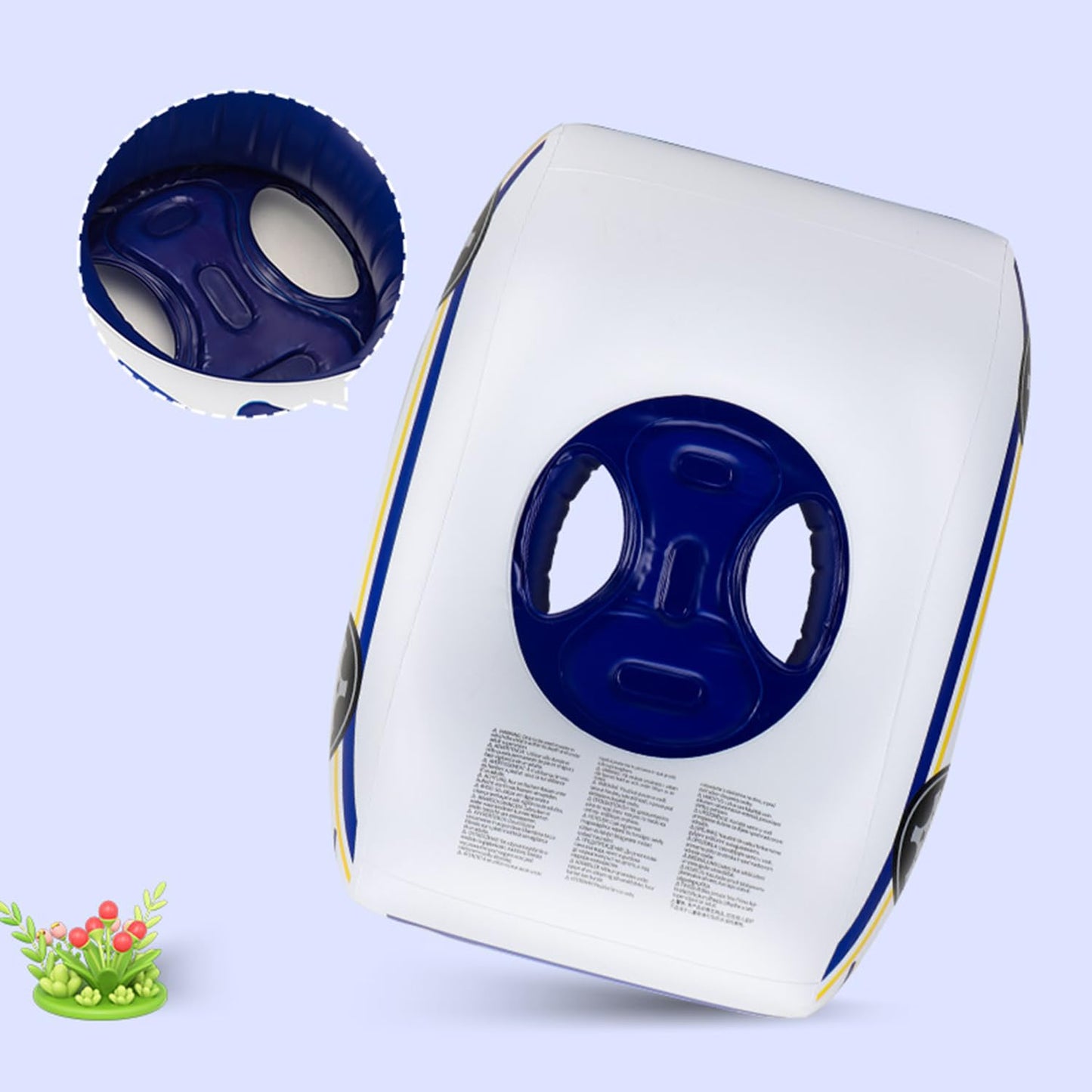 BOffer Baby Pool Float - 3D Police Car Design, Heavy Duty PVC, 31x24x0.54", Blue White, Model HH2025
