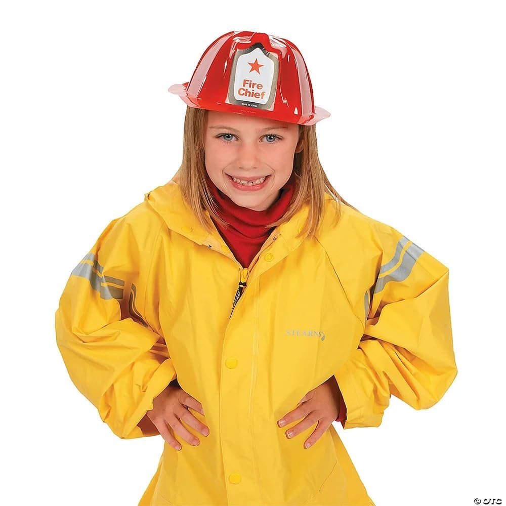 Rhode Island Novelty Child Size Fireman Hat - Red Plastic - 10 1/2 inches - Model RN HAFIREP-12