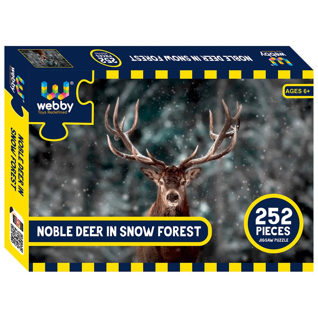 Webby Noble Deer In Snow Forest Jigsaw Puzzle, 252 Pieces  Kids, Multicolor