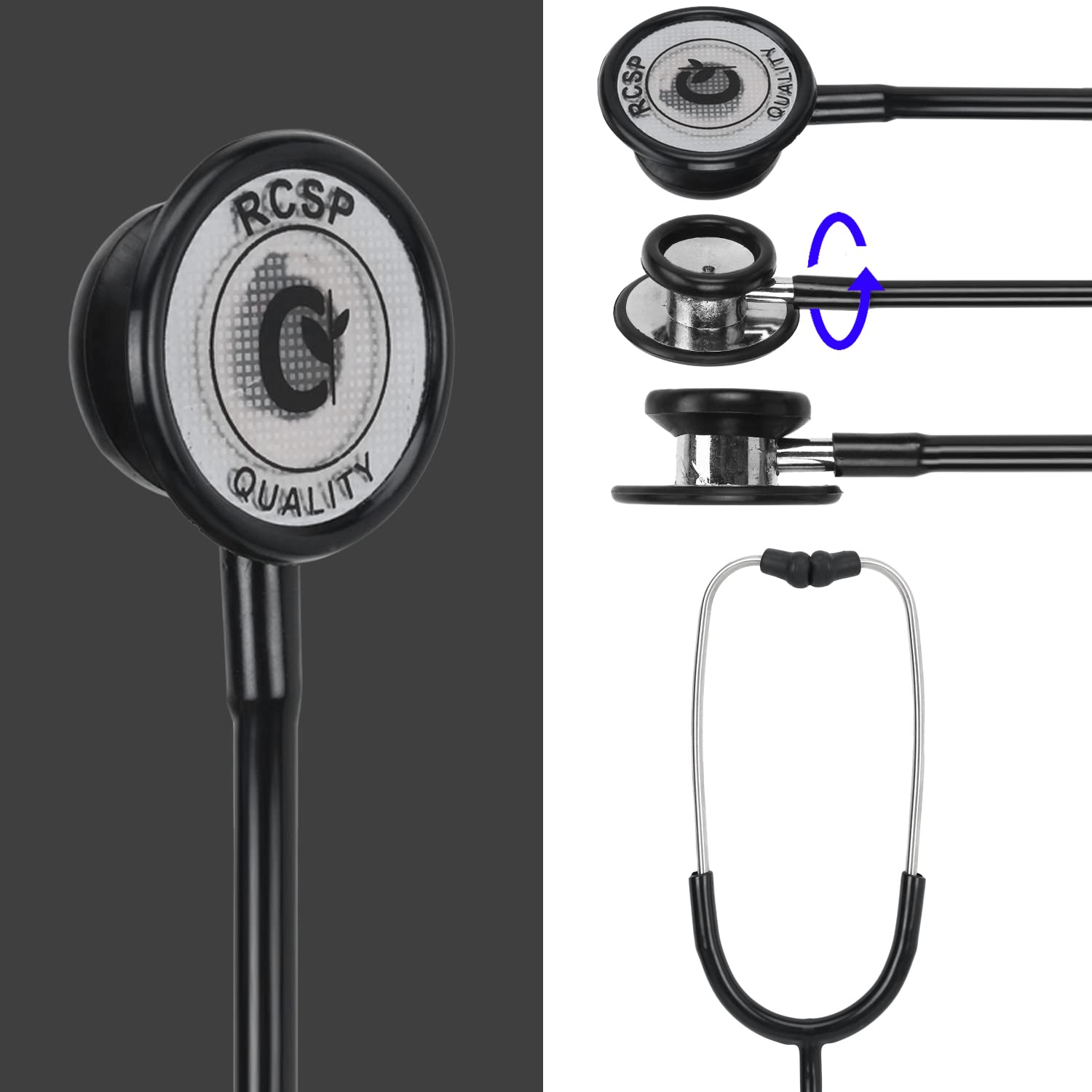 Rcsp Stethoscope For Kids Playing Toys Doctor Black Plastic Body Clear Sound
