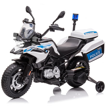 12V 7Ah Kids Motorcycle, Ride On Police Motorcycle, Licensed Bmw Kids Car With High/Low Speed, 2 Storage Boxes,Warning Lights An