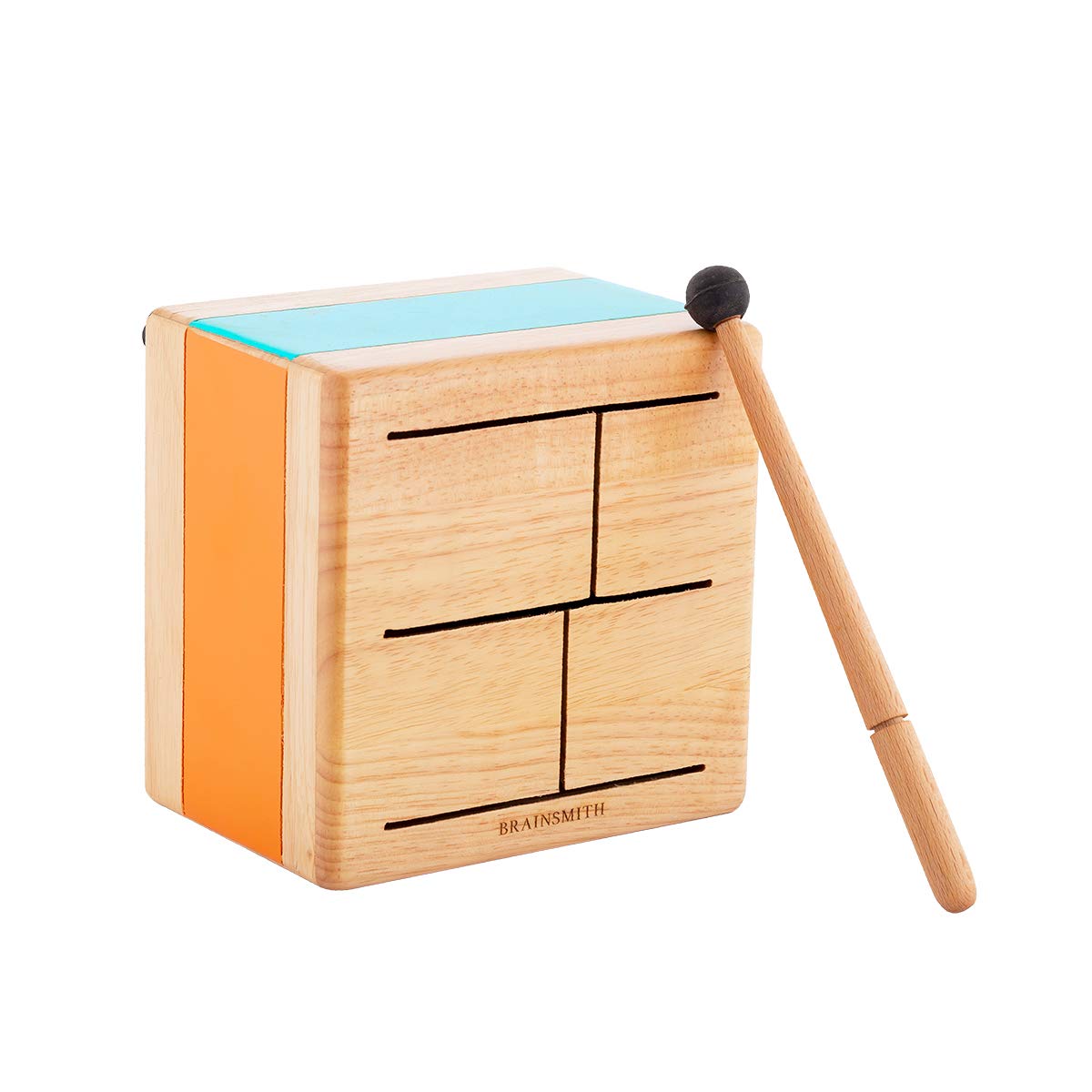 Brainsmith Swoora Wooden Square Tone Drum With Mallet, ChildSafe  Percussion Musical Instrument For Toddlers And Kids (16 Yea