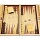 15-Inch Wood Backgammon Set - Black/Zebra Wood Board - Oak Inlaid Wood Field