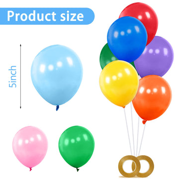 Kawkalsh 200Pcs Small Balloons Assorted Colors, 5 Inch Mini Rainbow Latex Balloons For Party Birthday Baby Shower Anniversary Fe