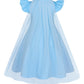 WonderBabe Princess Costume Dresses for Girls Blue Dress Up Clothes Cape for Toddler Girls Fancy Dress Birthday Party size 1-2t