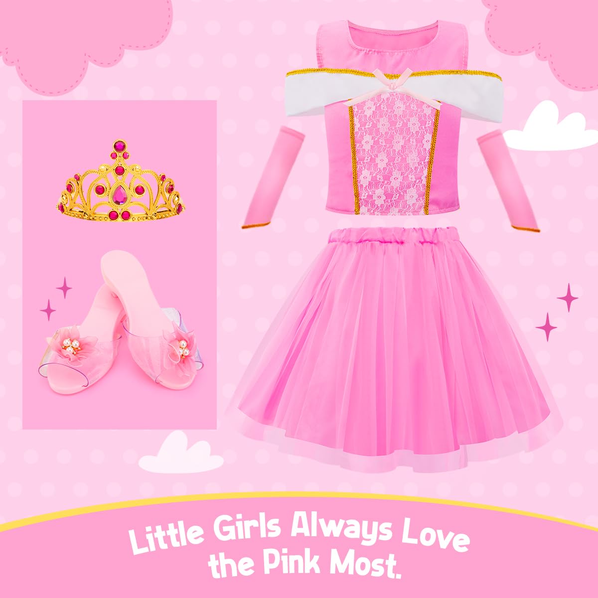 Meland Princess Dress Up - Dress Up Clothes For Girls With Princess Toys, Christmas Birthday Gift For Girls Age 3-8 Year Old