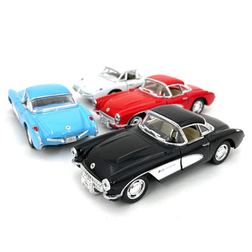 Set of 4: 5'' 1957 Chevy Corvette 1:34 Scale (Black/Blue/Red/White) by Kinsmart