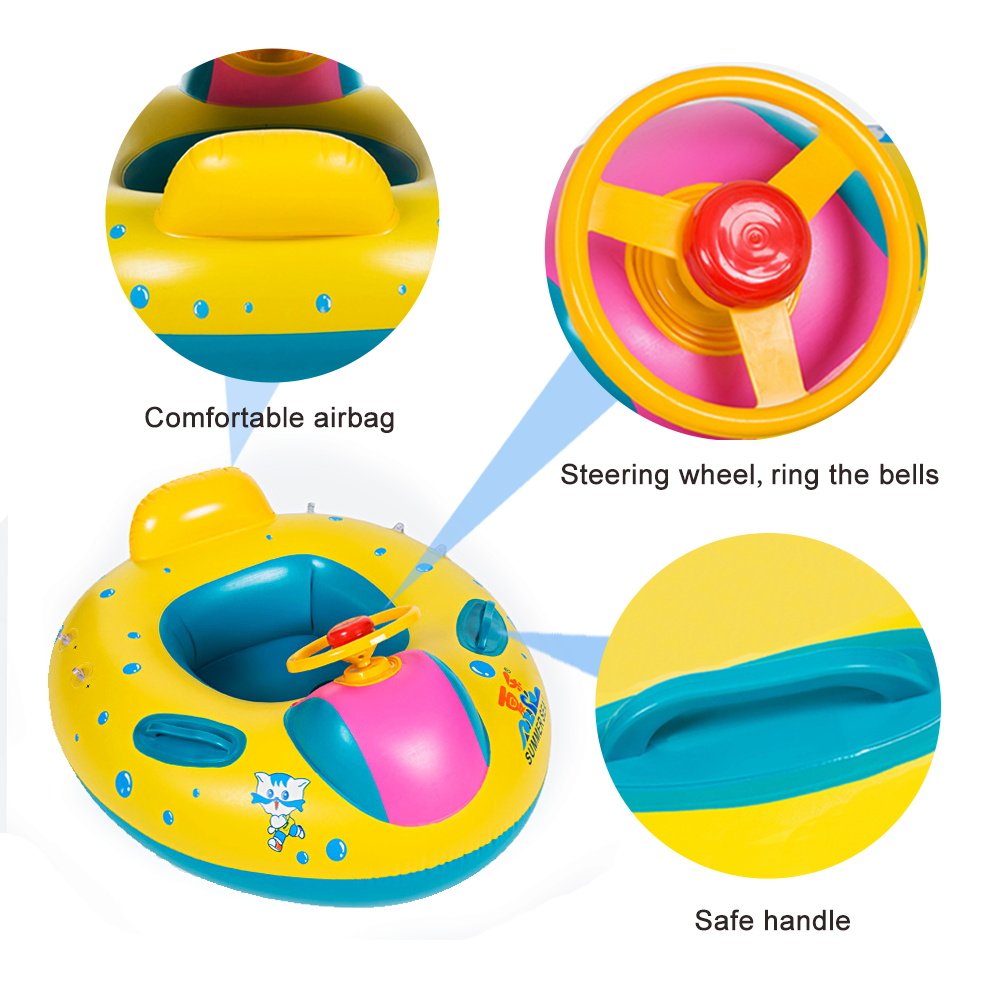 Jellydog Toy Baby Swimming Float  Baby Pool Float with Canopy  Inflatable Infant Pool Swimming Boat with Sunshade  Babies Swimming Float  Baby Pool Toy