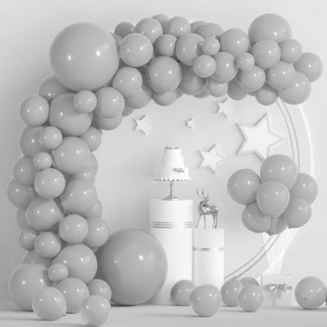Tuparka 102 Pcs Gray Balloons Garland Arch Kit - Pastel Grey Balloons Different Sizes 5 10 12 18 Inch - Matte Gray Party Balloons With Garland Strip For Birthday, Baby Shower, Wedding Party Decor
