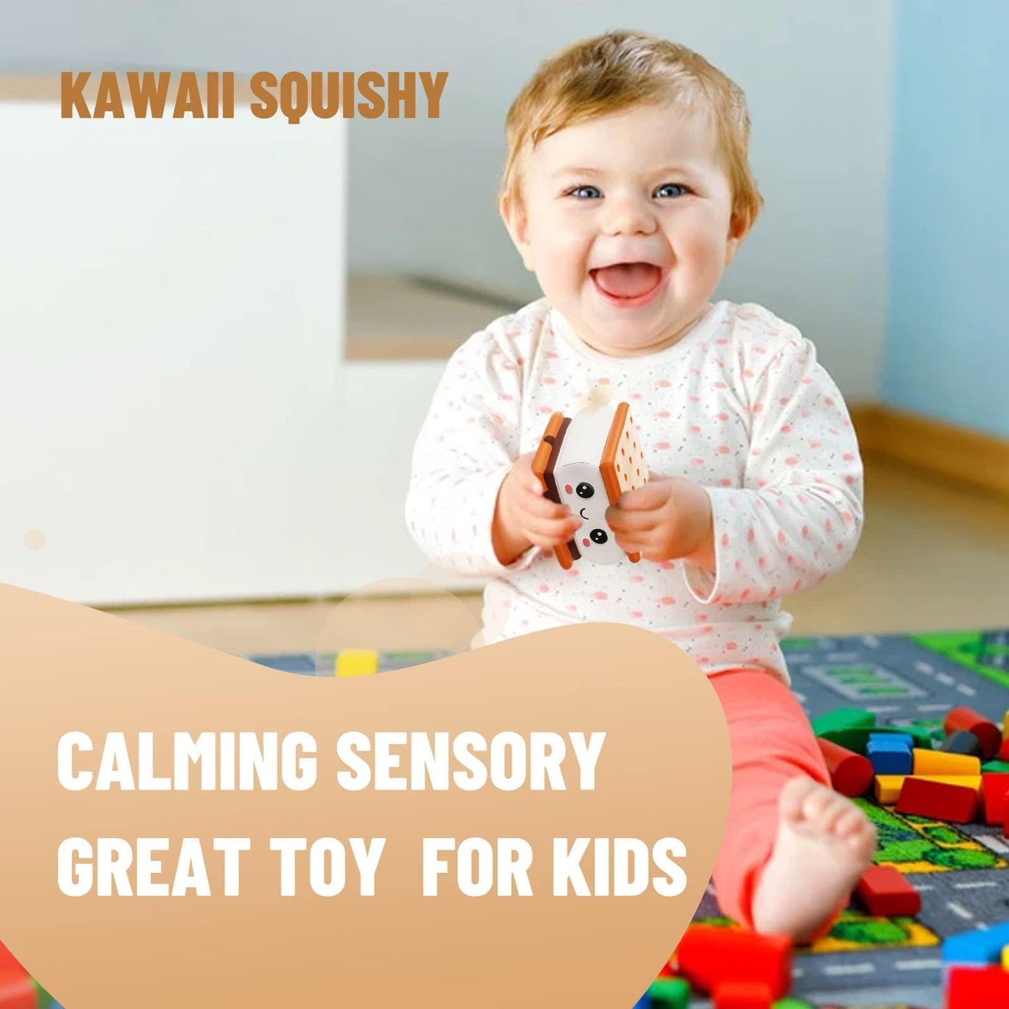 Anboor Squishies Smore Slow Rising Squishy Toy For Kids Soft Cookies Sandwich Scented Stress Relief Realistic Food Cute Squeeze Squish Toy