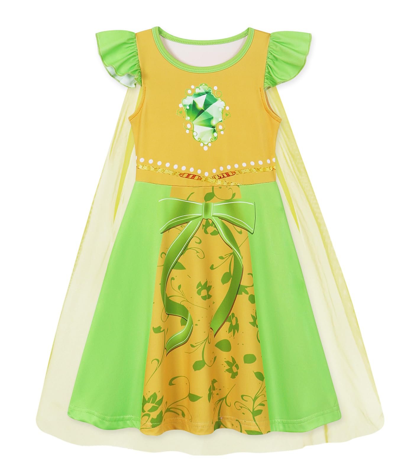 Wonderbabe Frog Princess Costume For Girls Princess Dress Halloween Fancy Party Dress Princess Dress Up Clothes For Kids Size 2-