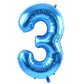 Toniful 40 Inch Blue Large Numbers Balloon 0-9 Birthday Party Decorations,Foil Mylar Big Number 3 Balloon Digital 3 For Birthday