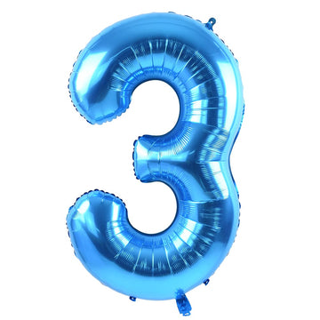 Toniful 40 Inch Blue Large Numbers Balloon 0-9 Birthday Party Decorations,Foil Mylar Big Number 3 Balloon Digital 3 For Birthday