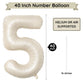 Paticool 40 Inch Beige Number Balloon 5, Large Cream Number Foil Mylar Balloons For Birthday Party Celebration Decorations Suppl