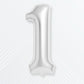 Flyloons 1 number Foil Balloon Silvers 16 inch Size For Baby Kids Boys Girls Happy Birthday Decoration Items 1st Year Number Bal