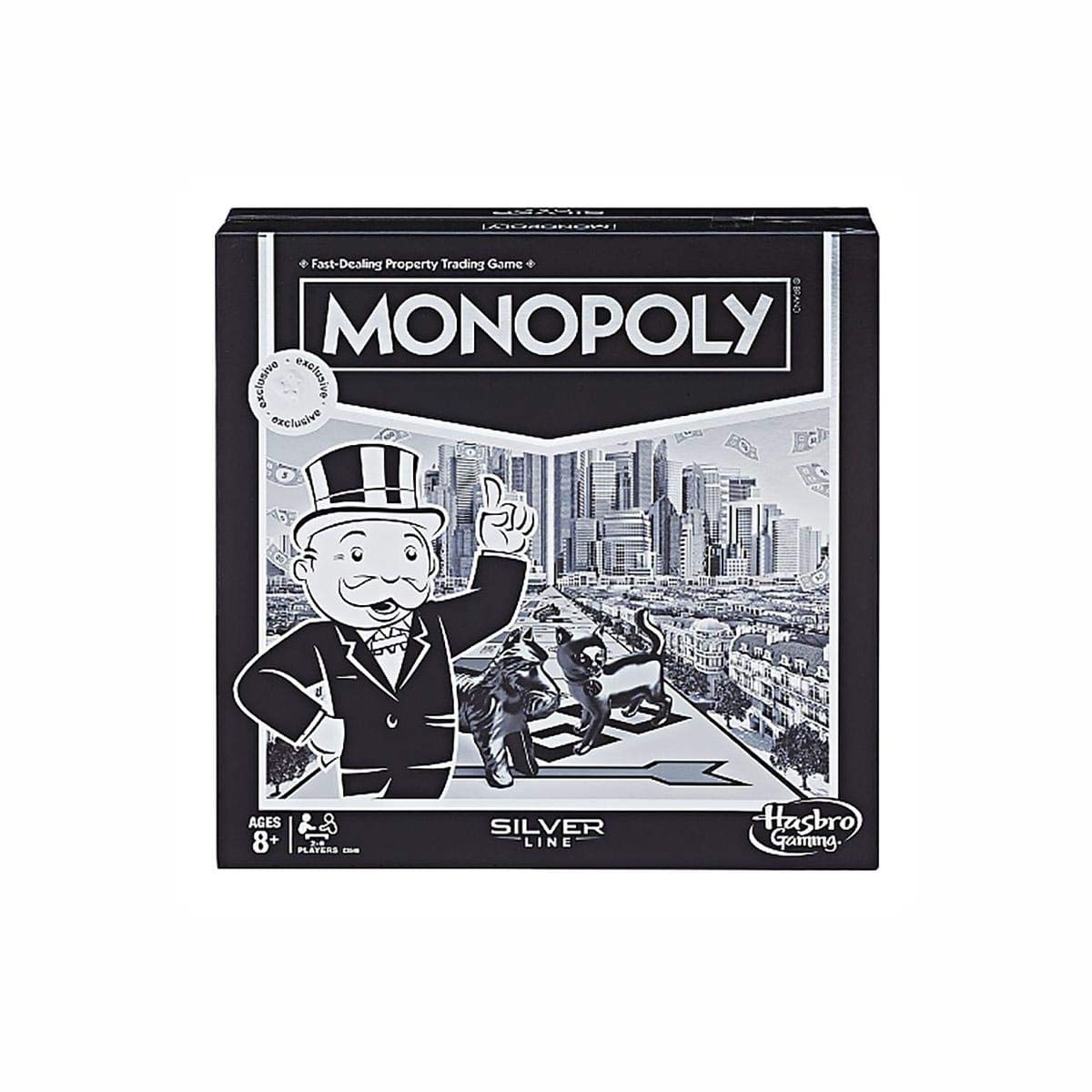 Hasbro Monopoly Silver Line Premium Board Game - Foil Board, Modern Style