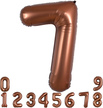 Toniful 40 Inch Coffee Brown Large Numbers Balloon 0-9 Birthday Party Decorations,Big Chocolate Number 7 Foil Balloon Digital 7