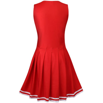Grajtcin Girls Cheerleader Costume Dress For Kids Halloween Costume 13 Years Cheer Uniform Cheerleading Outfit (160,Red)