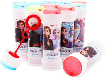 Toyland Pack Of 12 Frozen Bubbles With Wands, 2Fl Oz Solution & Novelty Maze Lid - Pocket Money & Party Bag Toys