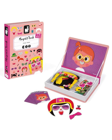 Janod Magnetibook 66 Pc Magnetic Girl Crazy Face Dress Up Game - Ages 3+ J02717