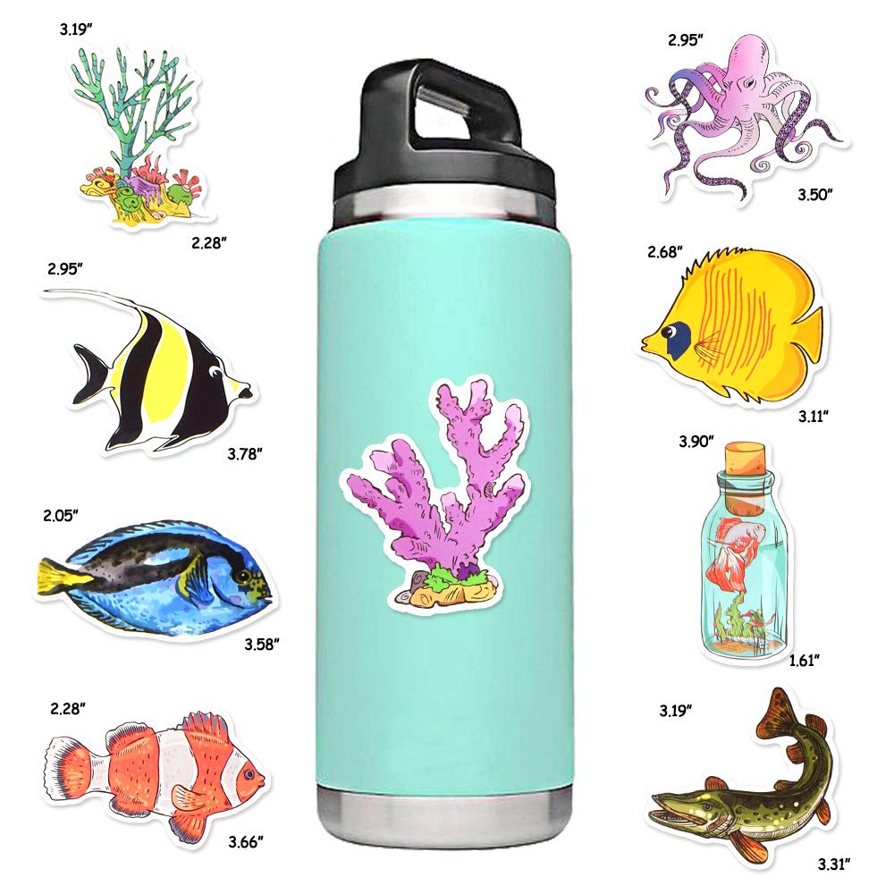 Ocean Stickers For Water Bottles Ocean Stickers For Kids Ocean Waterproof Stickers Vinyl Laptop Stickers(50 Pcs)