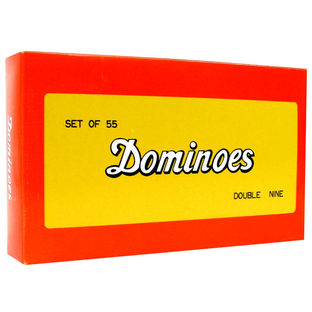 Premium Set Of 55 Double Nine Dominoes With Wood Case, Brown