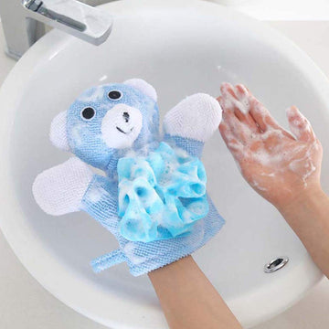 Auear, 4 Pcs Cartoon Terry Cloth Bath Sponge Mitts Puppet Cute Hand Puppets Washcloth Mitt Bath Glove