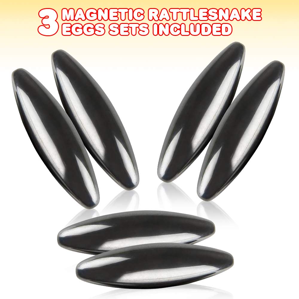 ArtCreativity Magnetic Rattlesnake Eggs  Set of 3 Pairs  Magnetic Fidget Toys for Kids  Rattle Snake Egg Toys with Powerful Magnets  Fun Animal  Zoo  and Safari Birthday Party Favors