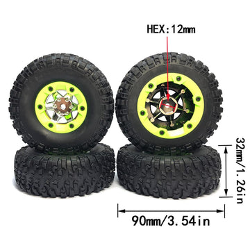 KingVal Replacement 2PCS Left + 2PCS Right Wheel Tyre Tire RC Parts Compatible with WLtoys 12428 12427 124006 1/12 RC Car