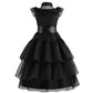 Chektin Black Costume Dress for Girls Halloween Costumes Kids Cosplay Family Birthday Party with Accessories 6-7 Years