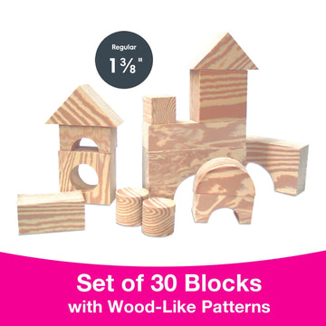 Edushape Wood-Like Soft Baby Blocks For Toddlers 1-3, 30 Pieces Regular Size - Edu-Blocks Soft Blocks Foam Blocks - Stacking Blo