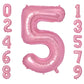 Vonokee 40 Inch Pink Giant Number Balloons 5, Jumbo Digital Foil Mylar Balloon For Birthday Party Wedding Anniversary Celebratio