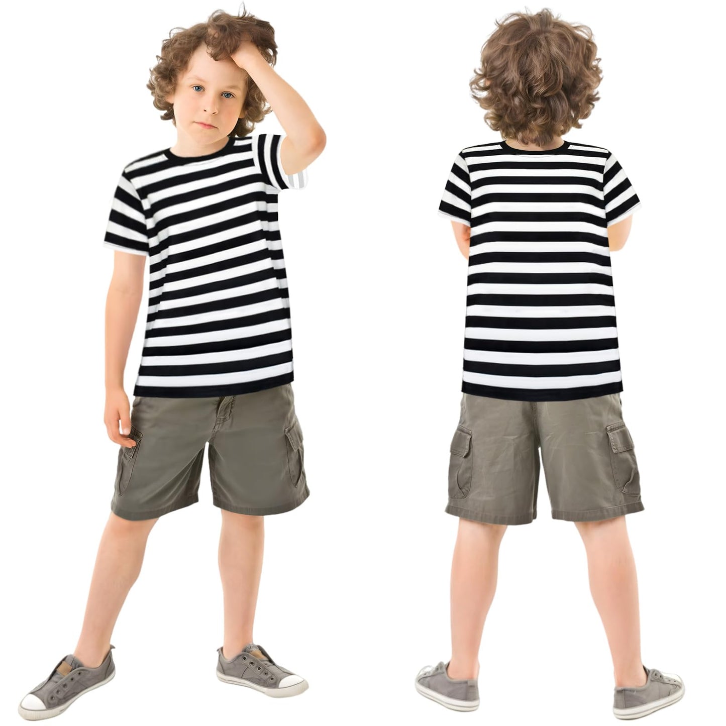 Prebene Pugsley Addams Shirt, Boys Striped T Shirt, Kid'S Halloween Costumes, Mime, Bank Robber T-Shirts Black White