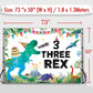 Iiiluyot Dinosaur Birthday Backdrop Three Rex, Dinosaur 3Rd Birthday Background T-Rex Dinosaur Birthday Party Supplies Birthday
