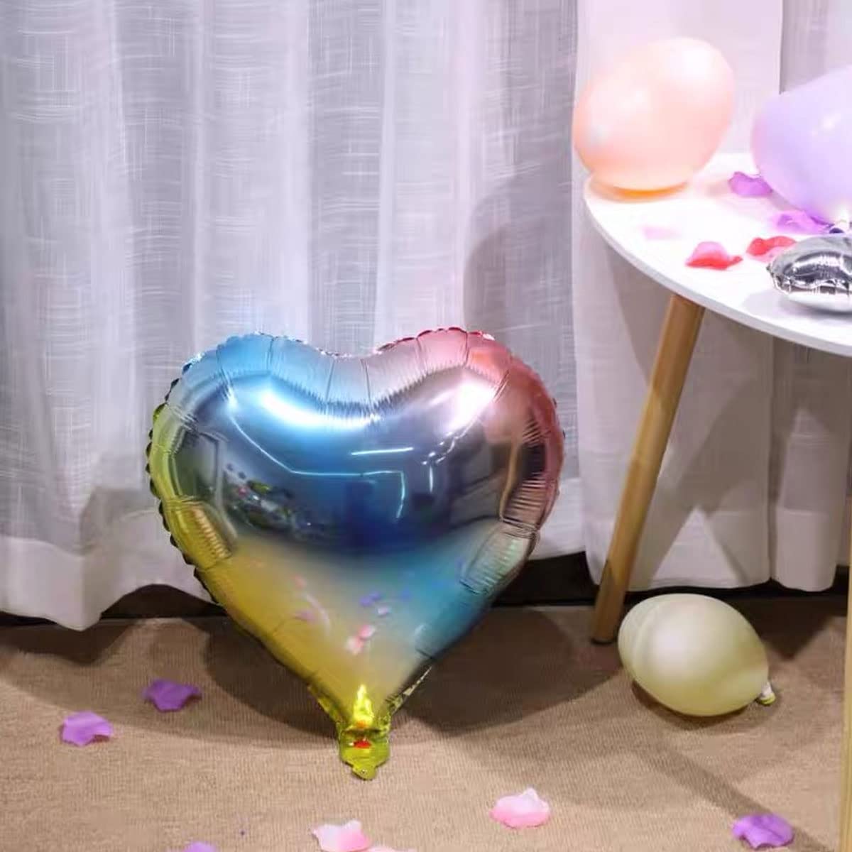 Stimulate Szxxzzmy 18 Assorted Gradient Color Heart Shaped Balloons 18 Inches 6 Kinds Of Rainbow Party Foil Balloons, Foil Ballo