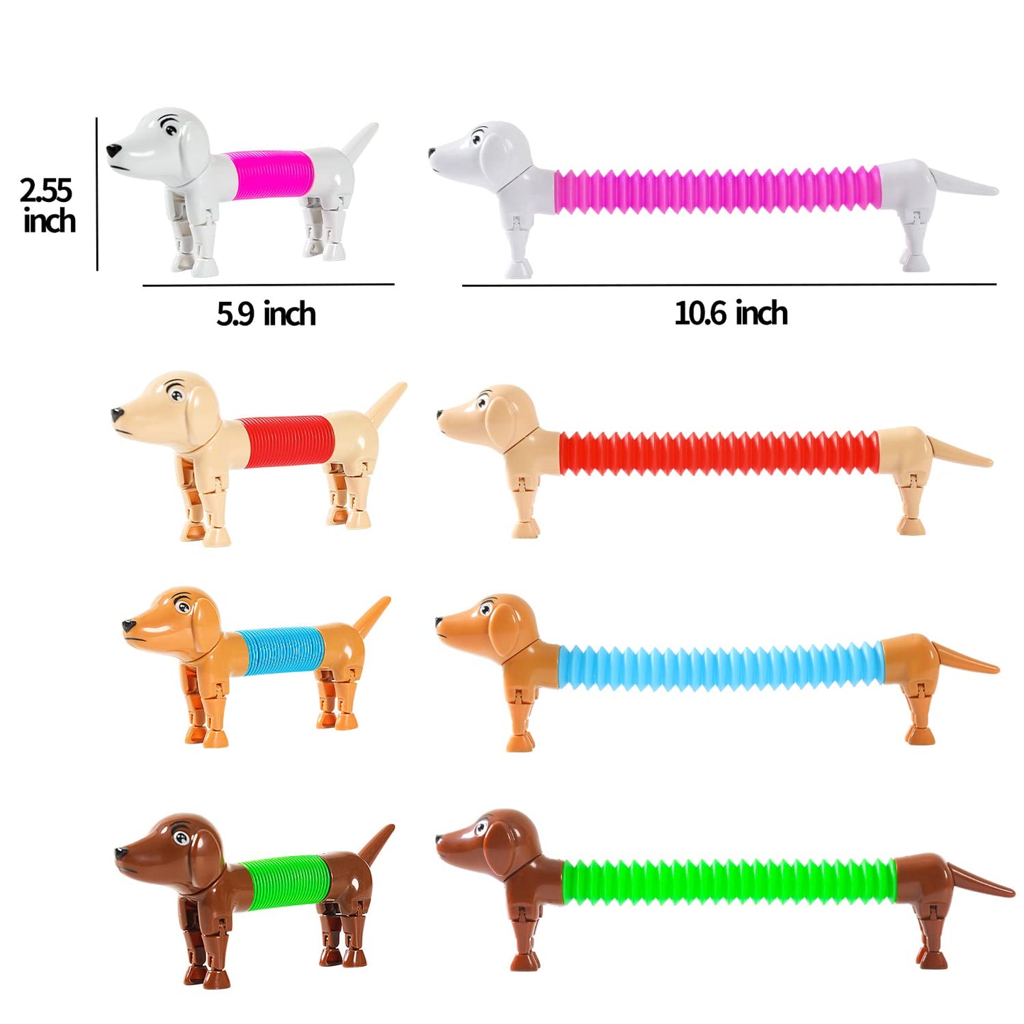 Dog Pop Tubes,Toy Dog,Animal Pop Tubes,Robot Dog,Fidget Toys For Kids,Sensory Toys For Kids 5-7,Dog Party Favors,Small Toys,Dog Toys For Kids,Sensory Tubes,Autism Sensory Products(4 Pack Dog)